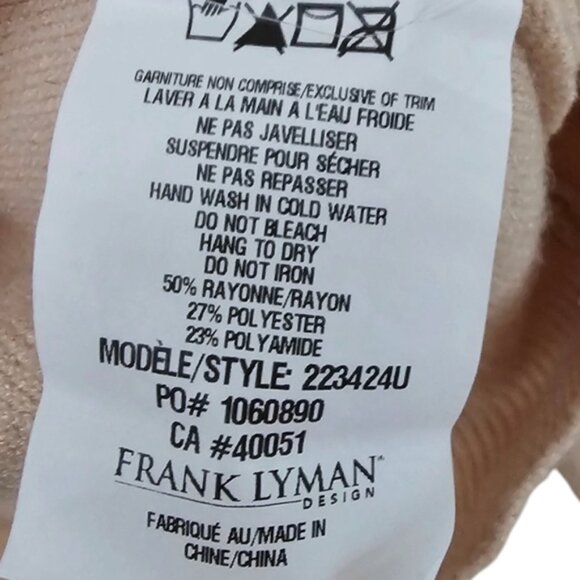 Frank Lyman soft knit sweater beige with the sheer trim heat detailing sz S - Picture 5 of 5